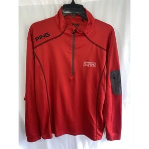 University Of Dayton 1/4 Zip Pullover Ping Golf Performance Mens Large Red